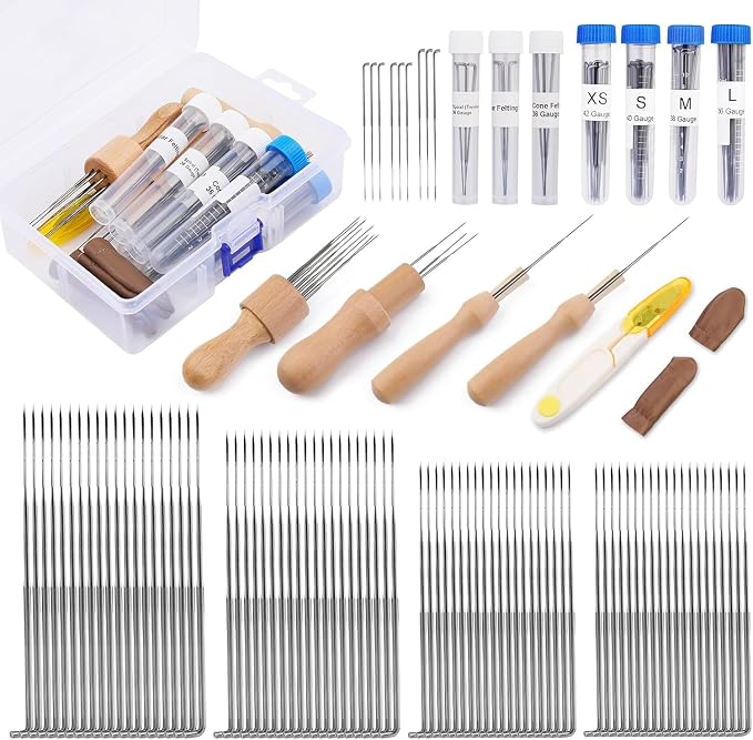 WONVOC 104 Pcs Felting Needles Set, Needle Felting Tool Kit, 4 Sizes &Types by wonvoc