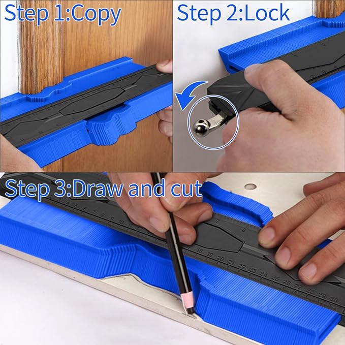 Contour Gauge Tool 12 Inch + 5 Inch, Super Gauge Shape and Outline Tool with Metal Aluminum Lock, Profile Tool Set Precisely Copy Irregular Shape, Extended Profile Gauge Duplicator, Father's Day Gift