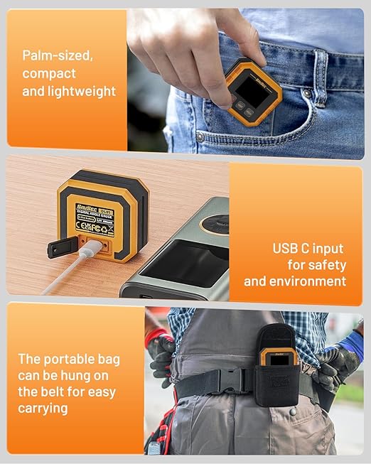 Rechargeable Digital Angle Finder, Digital Angle Gauge with Magnetic Back&Base, ±0.1° Accuracy Protractor Inclinometer Woodworking Tools, IP54, 360° Flip Screen, for Construction, Machinery