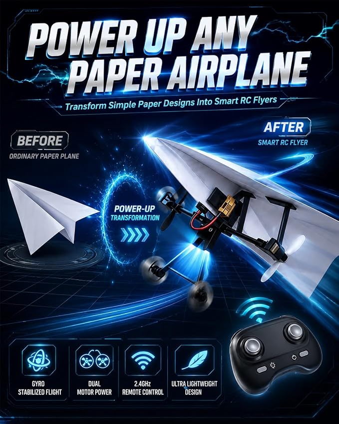 RC Paper Airplane Kit with Gyro Stabilizer | DIY Electric Remote Control - Image 2