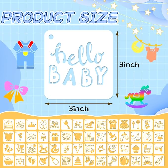 Augshy 56 Pieces Baby Shower Stencils - Image 2