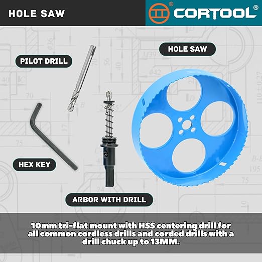 6 Inch Hole Saw with Arbor for Metal and Wood Cutting, Bi-Metal Hole Cutter, 6" Hole Saw Kit for Drywall, Wood, PVC Boards, Fiberglass and Vent Pipes
