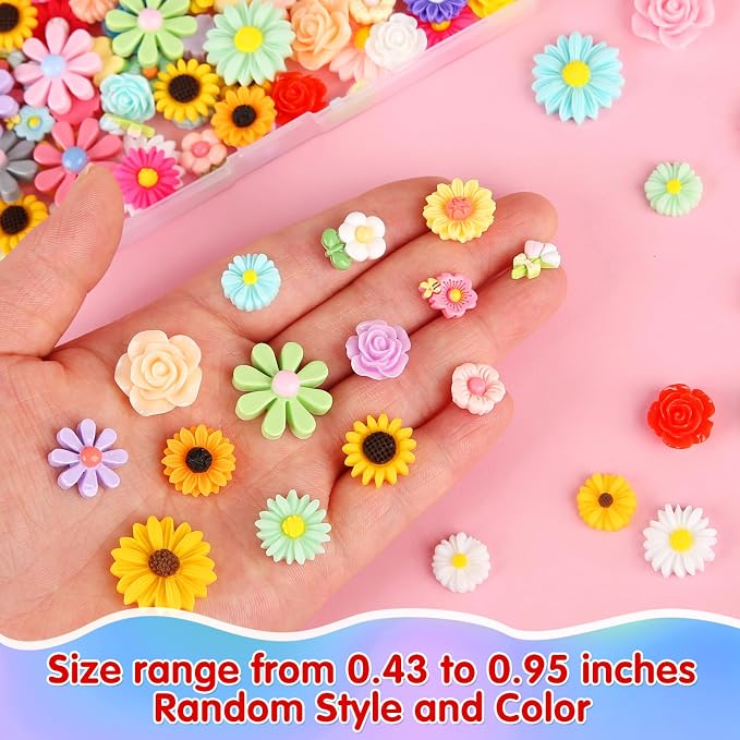 120pcs Mini Resin Flowers for Crafts, Cute Small Tiny Flatback Resin Flower | - Image 2