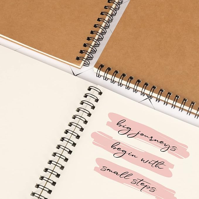 EOOUT 4 Pack A5 Blank Spiral Notebooks Sketchbooks, Unlined Journals 5.5 x 8.3in - Image 4