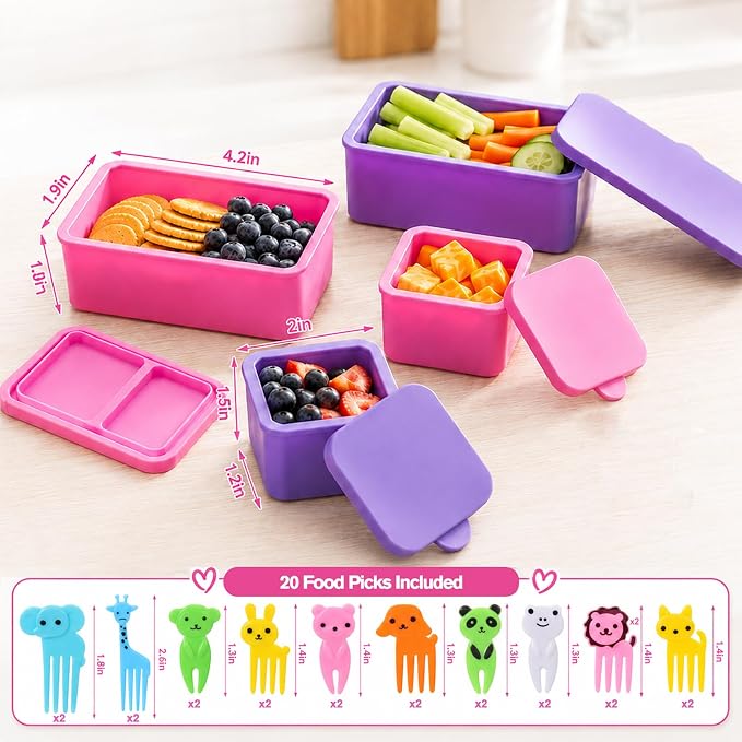 XANGNIER 4 Pack Silicone Lunch Containers Compatible - Image 7