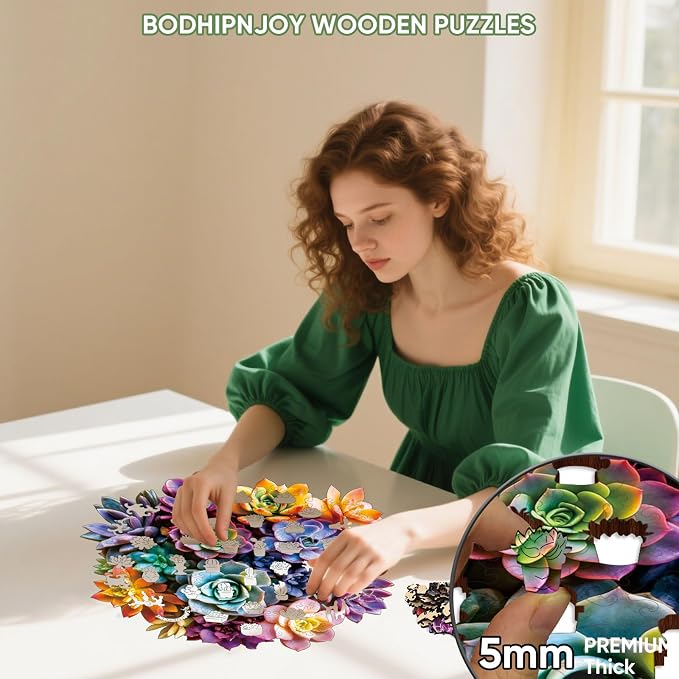 Bodhipnjoy 500 Pieces Puzzles for Adults, Succulent 5MM Thick Jigsaw Puzzle - Image 2