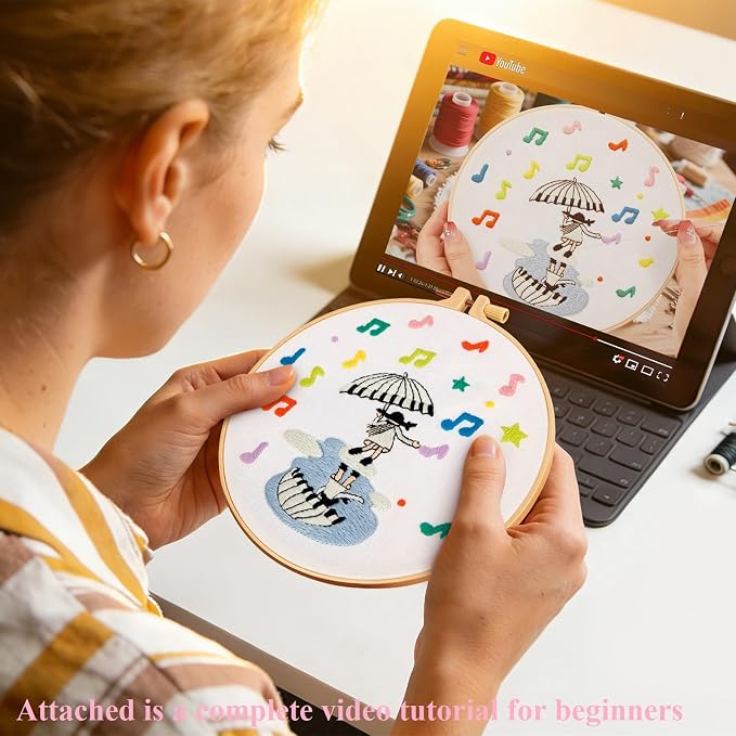 Hand DIY Embroidery Kits for Beginners Adults, Cute Crewel Embroidery Art Kits - Image 4