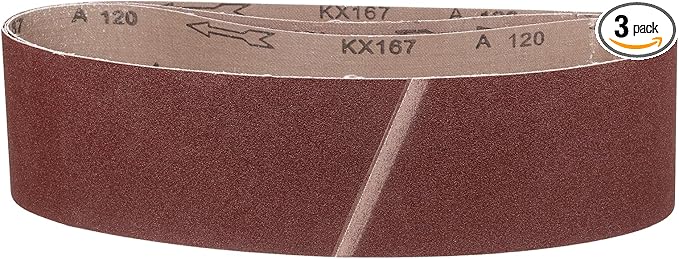 4 x 48 Inch Sanding Belt, 3 Pcs 120 Grit Aluminum Oxide Knife Sharpener Belts Work Sharpening for Belt Sander Knife Carving Tool Metal Working