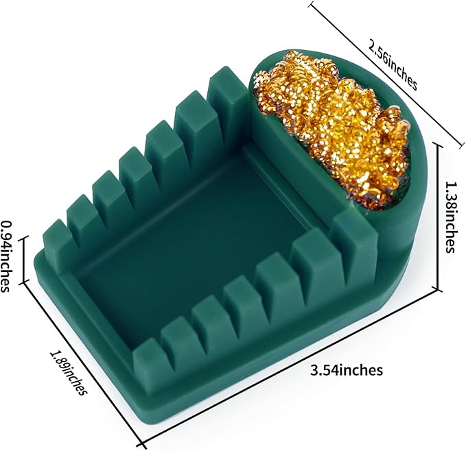 YIHUA S200 Green Heat-Resistant Silicone Soldering Wire Holder with Brass Wool Cleaner, 6 Grooves, Storage Tray, Helping Hands Soldering Wire Welding Fixture, Compatible Diameter 32-7AWG