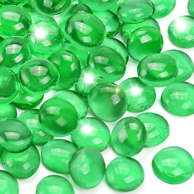10LB Green Flat Glass Marbles for Vases, Gemstone Beads Vase Filler Decorative by RUOJAS