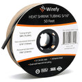 Wirefy 5/16" Heat Shrink Tubing - 3:1 Ratio - Adhesive Lined - a resistant Heat Shrink - Black - 50 Feet Roll