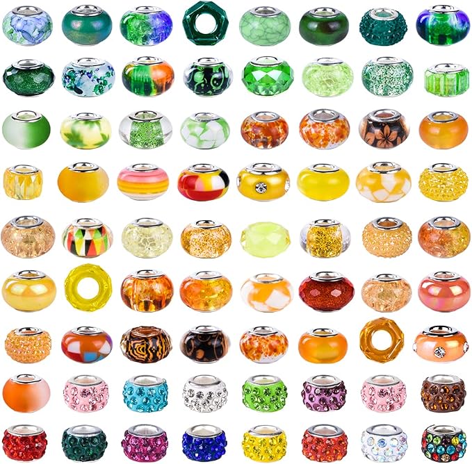 Aipridy Assortment European Large Hole Beads Spacer Beads Rhinestone Craft Beads - Image 3