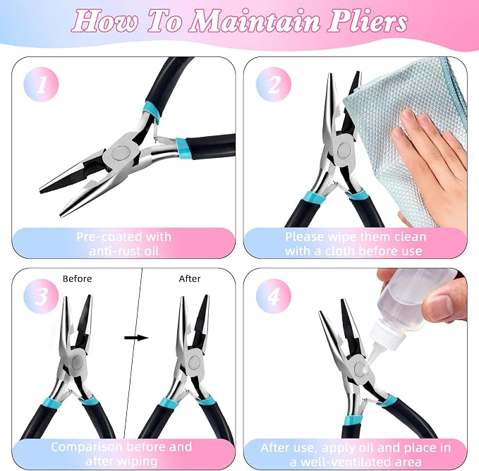 URSKYTOUS 3Pcs Jewelry Pliers Set Jewelry Making Pliers Tools Kit Include - Image 6