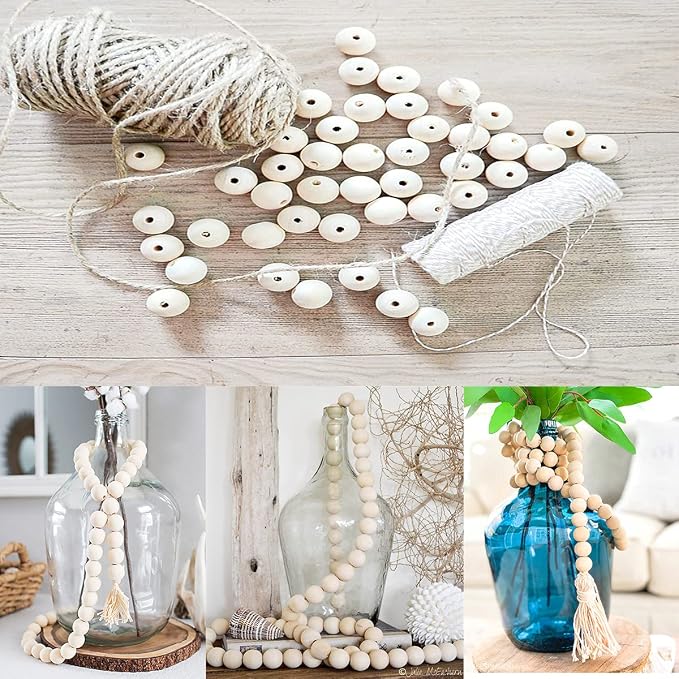 18mm Wooden Beads for Craft, Bead Garland, Farmhouse Decor - Image 5
