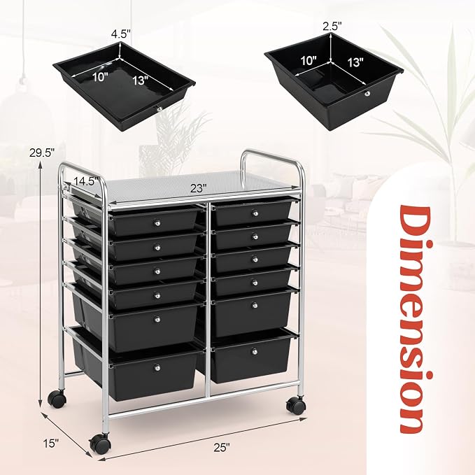 BECOMFORT 12-Drawer Rolling Cart - Image 3