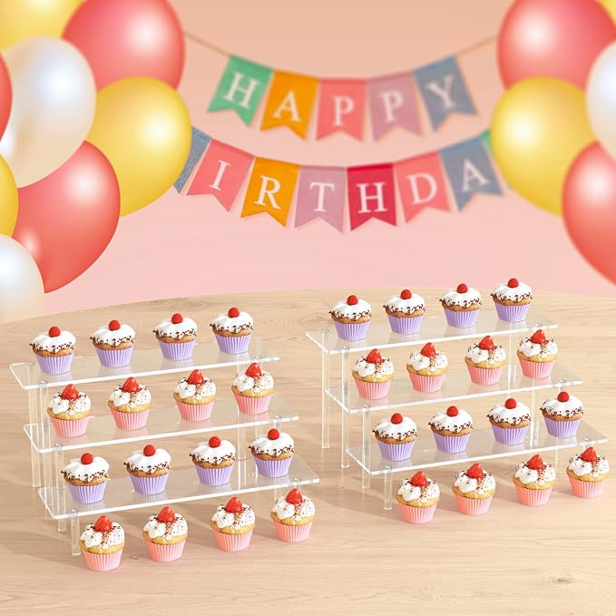 3 Tier Acrylic Display Risers, Large Perfume Organizer Stand | Clear Cupcake - Image 7