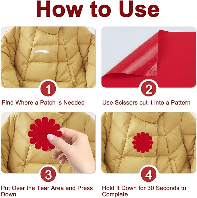 8PCS 7.8x3.9 inch Nylon Repair Patch Self-Adhesive Fabric Patch Down Jacket Repair Patches for Puffer Jackets Tenacious Tape Polyester Waterproof Lightweight Tent Repair Patch Kits for Clothes Bag