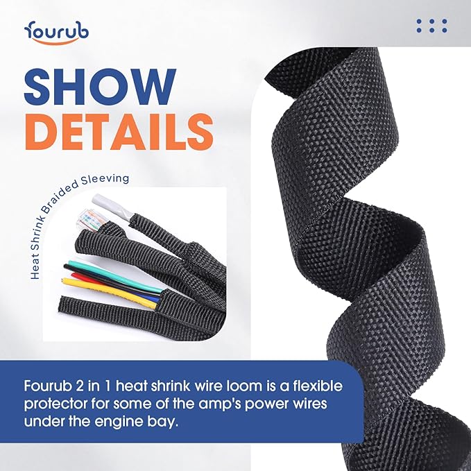 2 to 1 Heat Shrink Woven Tubing Abrasion Resistant Braided Sleeving Shrinkable Fabric Loom Protector for Auto Amp Harness Sheath Cable(1-1/8"ID-216inch)