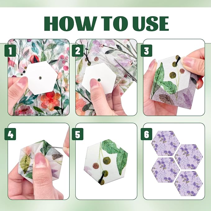 600 PCS Hexagon Piecing Paper Templates, Quilting Templates Accessories - Image 4