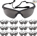 ATERET Rival Safety Glasses - Clear, Hard Coated, Rubber Temples Nose Piece - Suitable for Nurses Mechanic Electrician Construction, Laboratory Safety Protection (12 Pairs, Grey/Rival)