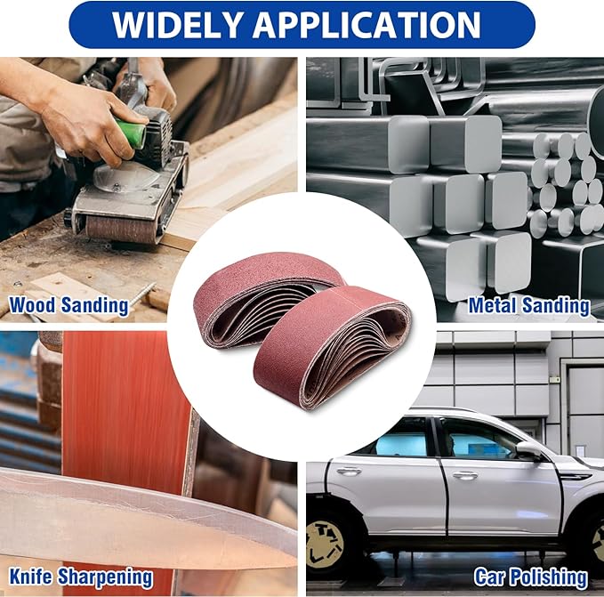 21 Pcs 3 x 24 Inch Aluminum Oxide Sanding Belt,3 Each of 40/60/80/120/180/240/400 Grits 3 x 24 Abrasive Belts for Belt Sander,Ideal for Wood Metal Paint Sanding