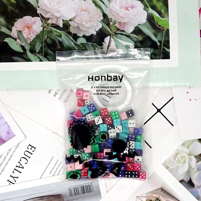Honbay 200PCS Acrylic Dice Beads Multicolor Cube Loose Beads White Dots DIY - Image 7