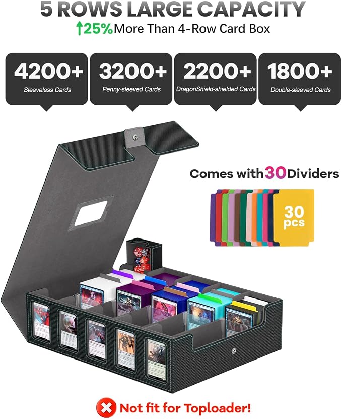 Trading Card Storage Box Gomyrod, 5-Row Card Case - Image 2