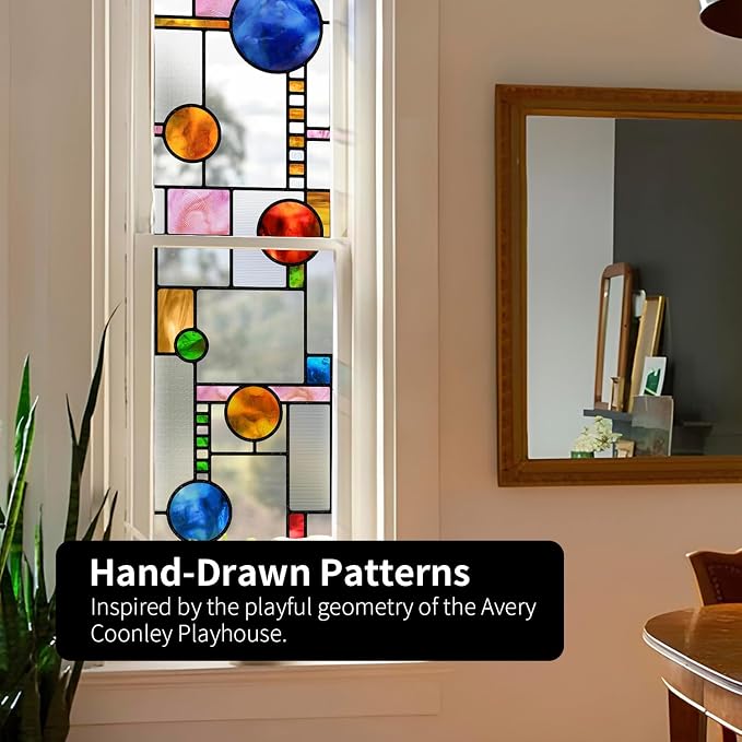 Original Hand Drawn Faux Stained Glass Window Film, Double-Sided Texture Static - Image 7