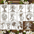 12pcs Tree of Life Stencils for Painting Woman Drawing Stencils for Crafts by Unknown