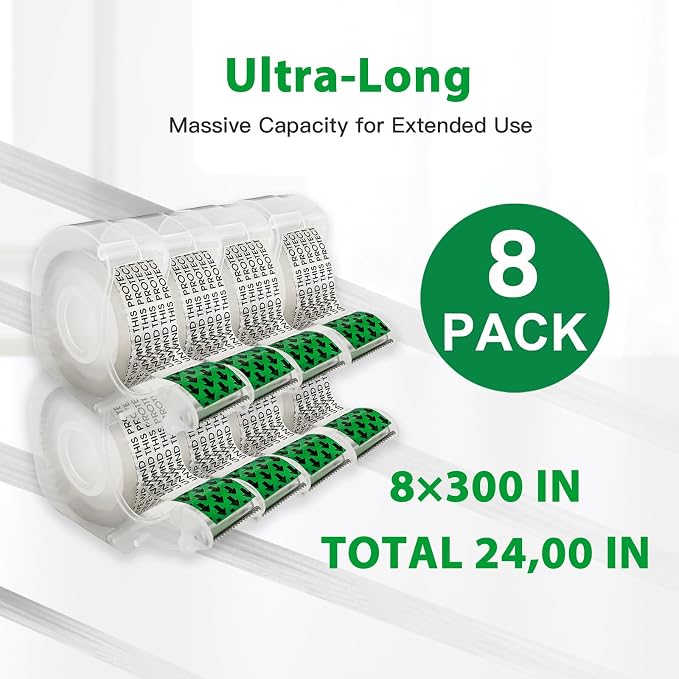 LOCKLOCK Double Sided Tape Light Duty, 8 Pack, 1/2 x 300 inches, Narrow Double - Image 3