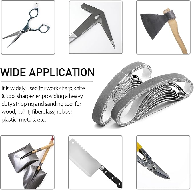 24 Pcs 1/2" x 12" Knife Sharpening Replacement Belts 1000 Fine Grit for Official Work Sharp Knife & Tool Sharpener (WSKTS & WSKTS-KT/Mk.1 & Mk.2)