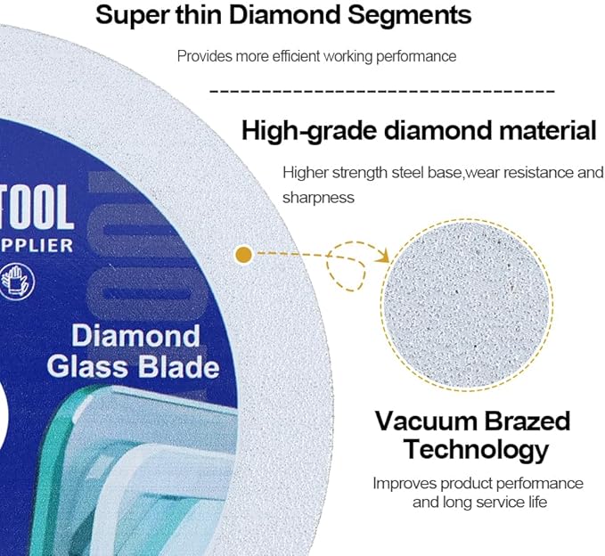 SHDIATOOL Diamond Glass Cutting Disc 4-Inch Saw Blade, Ultra-Thin Cut Off Wheel for Tile Ceramic Porcelain Marble 100mm (2 of Pack)