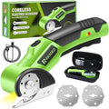 Cordless Electric Scissors Box Cutter 2 Rotary Blades – 4V Duty Rechargeable Cardboard Cutter, Storage Box & Fabric Scissor With Safety Lock, USB Cable – For Plastic, Carpet, Leather, DIY Crafts
