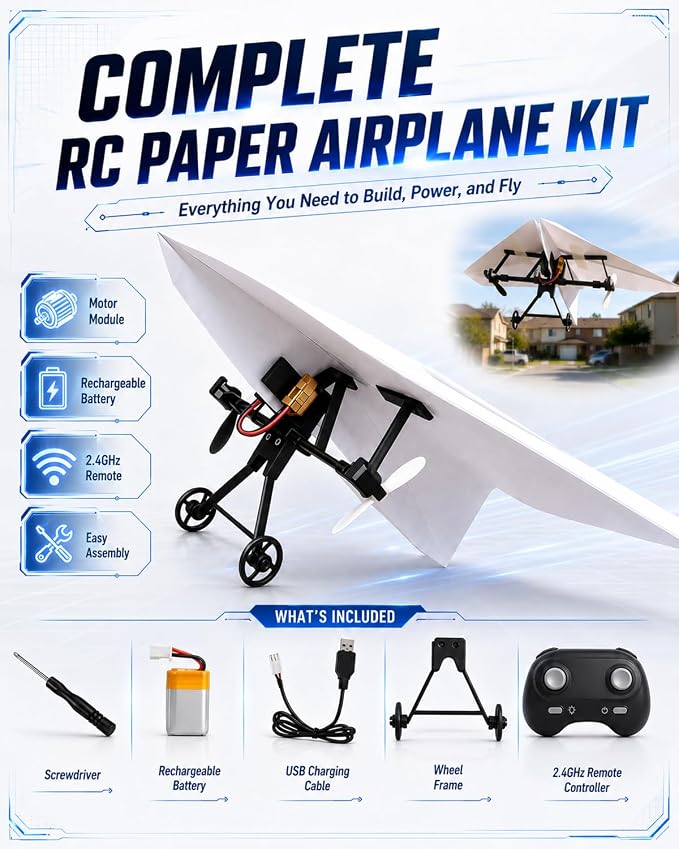 Rc Paper Airplane Motor Kit DIY Model Airplanes Launcher Construction Set - Image 4