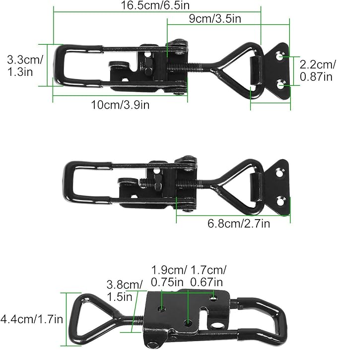 4PCS Toggle Latch Clamp 660 lbs Adjustable Toggle Latch Black Toggle Clamp GH-4003 Lockable Quick Release Pull Latch Hasp Metal Draw Latch for Door, Box Case Trunk, Smoker Door, Jig