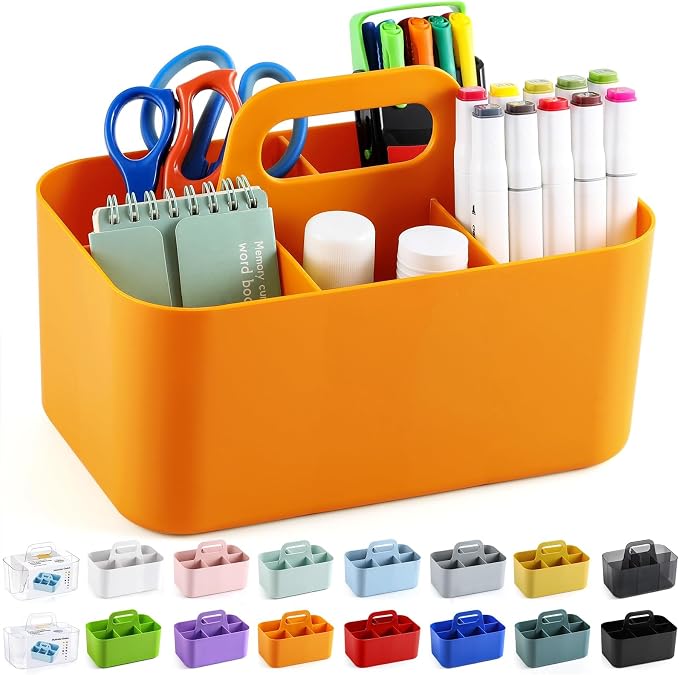Multiuse Caddy Organizer with Handle, Portable Divided Plastic Tote Bin - Image 8