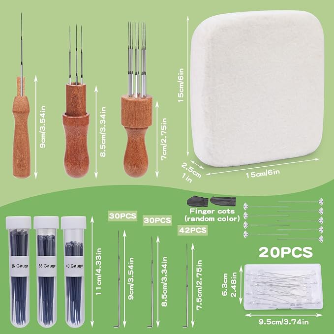 OEHPICC 128 Pcs Needle Felting Tool Kit, 6×6 Inch Wool Felting Pad, - Image 3