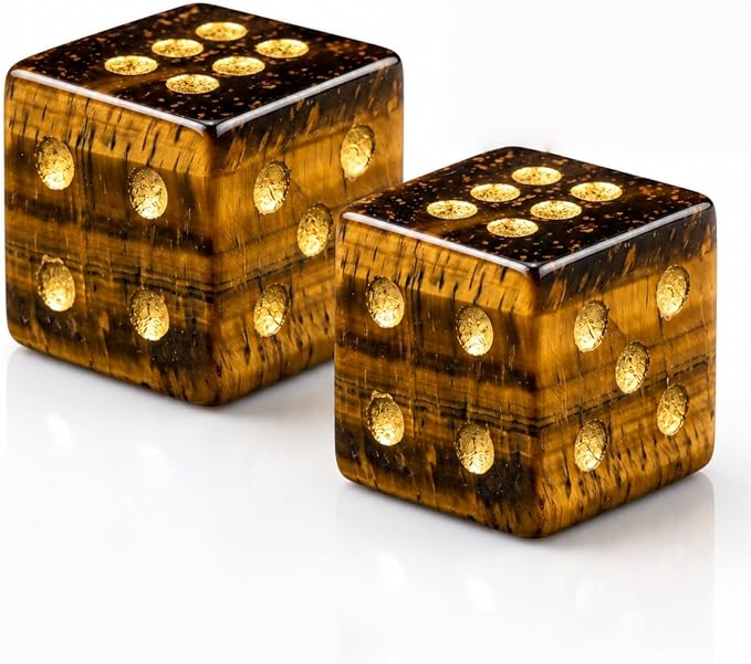 2PCS Crystal D6 Dice, 16mm Natural Gemstone Mahjong Dice Set Stone Dice by YEMEKO