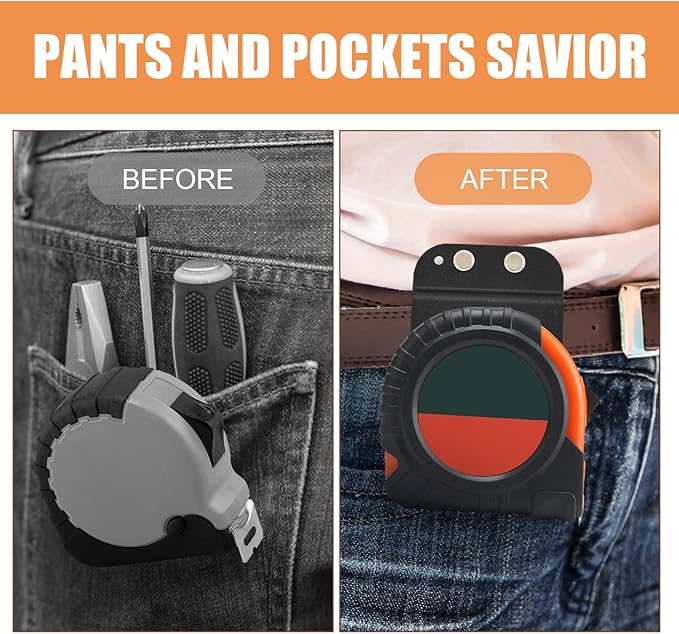 2PCS Tape Measure Holder for Belt, Tapes Measure Belt Clip, Belt Tool Holder for Measuring Tapes Drill, Impact Driver Any Tape Holster with a Clip.