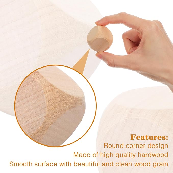 10 Pcs Blank Wooden Dice, 1.2 Inch/30 mm Unfinished Square Wooden Cubes - Image 5