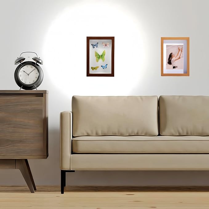 4 Pack 4x6 Shadow Box Frame，HD Glass Wooden Brown Hollow Photo Frame, Seashell - Image 3