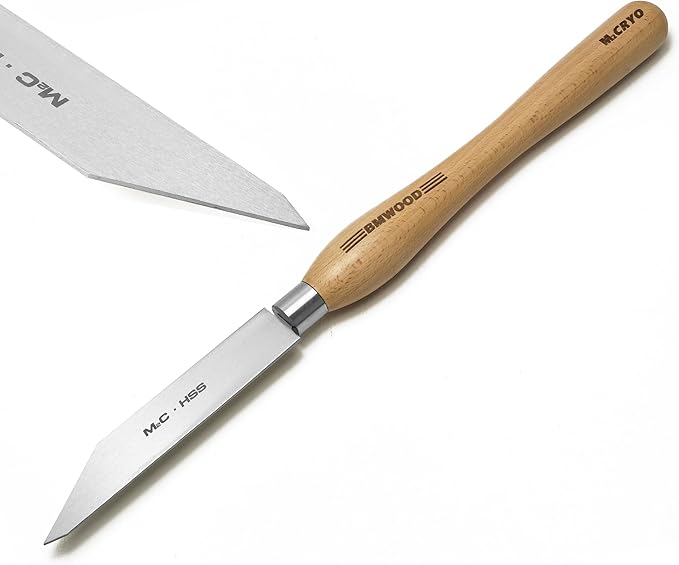 M2 Cryo HSS 2mm Thin Parting Tool with 12-1/2" Beech Handle for Woodlathe Chisels
