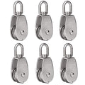 Rocaris 6 Pack M32 Stainless Steel Wire Rope Crane Pulley Block 551lbs Lifting Crane Swivel Hook Single Pulley Block Hanging Wire Towing Wheel