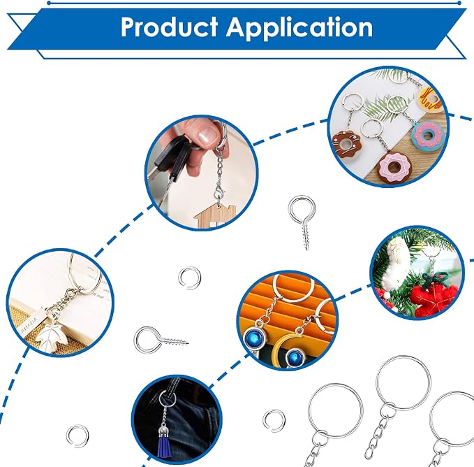 420Pcs 1" 25mm Keychain Making Kit, Including 140Pcs Keychain Rings - Image 5