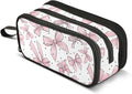 Pink Bows Dots Pencil Case Box Boys Girls Large Pencil Pouch Zipper by BOENLE-WELCOMEYOURCOMING