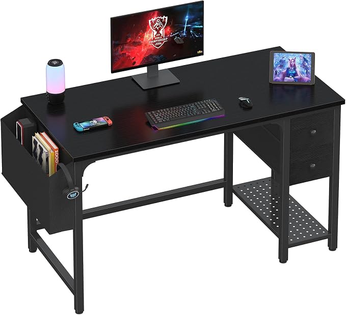 Lufeiya Gaming Desk with Fabric Drawers, 47 Inch Computer Desk by LUFEIYA