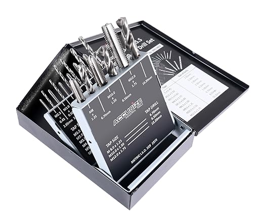 Accusize Industrial Tools Metric 18 Pc H.S.S. Tap and Drill Set, 0001-0052