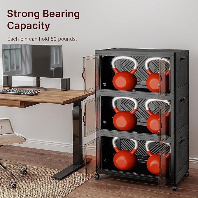 UAMFURI Stackable Storage Bins, 336QT Collapsible Drawers - Image 5