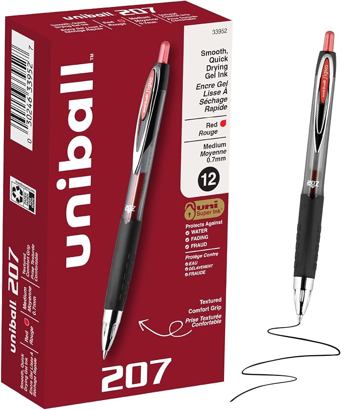 uniball™ 207 Gel Pens, 0.7mm Medium Point, Retractable, Smooth Writing by uni-ball