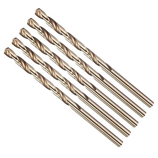 Drill Bit, #26 Cutting Diameter, 4341 HSS Gold Finish 135° Cutting Angle Number Jobber Bits - (Applications: for Drilling Soft Metal Plastic Wood), 5-Pieces